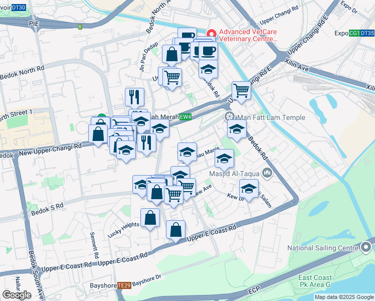 map of restaurants, bars, coffee shops, grocery stores, and more near in Singapore