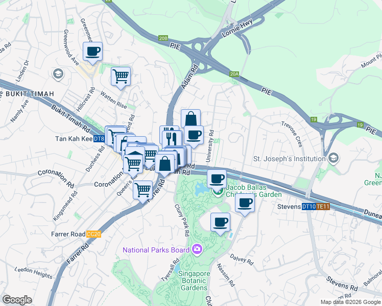 map of restaurants, bars, coffee shops, grocery stores, and more near in Singapore