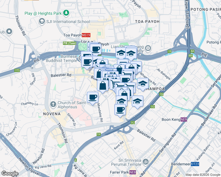 map of restaurants, bars, coffee shops, grocery stores, and more near in Singapore