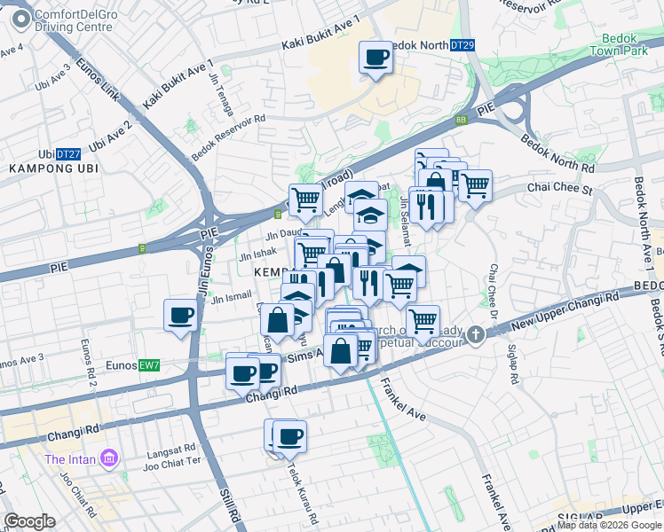 map of restaurants, bars, coffee shops, grocery stores, and more near in Singapore