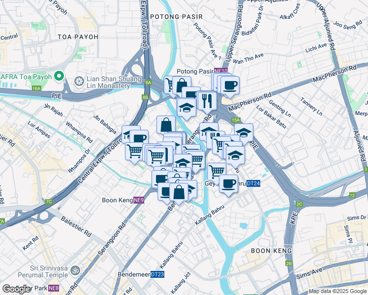 map of restaurants, bars, coffee shops, grocery stores, and more near in Singapore