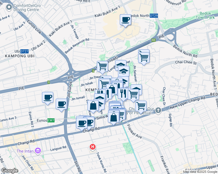 map of restaurants, bars, coffee shops, grocery stores, and more near in Singapore