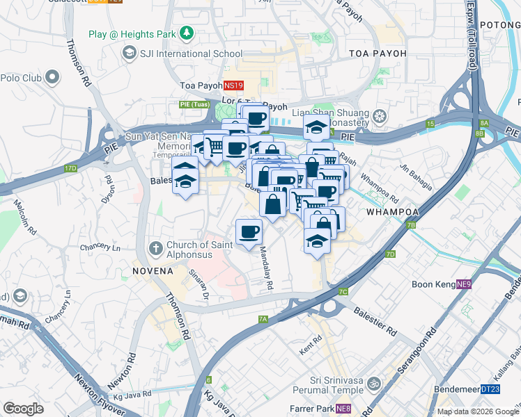 map of restaurants, bars, coffee shops, grocery stores, and more near in Singapore