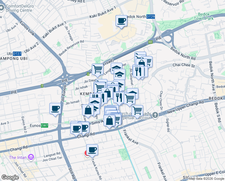 map of restaurants, bars, coffee shops, grocery stores, and more near in Singapore