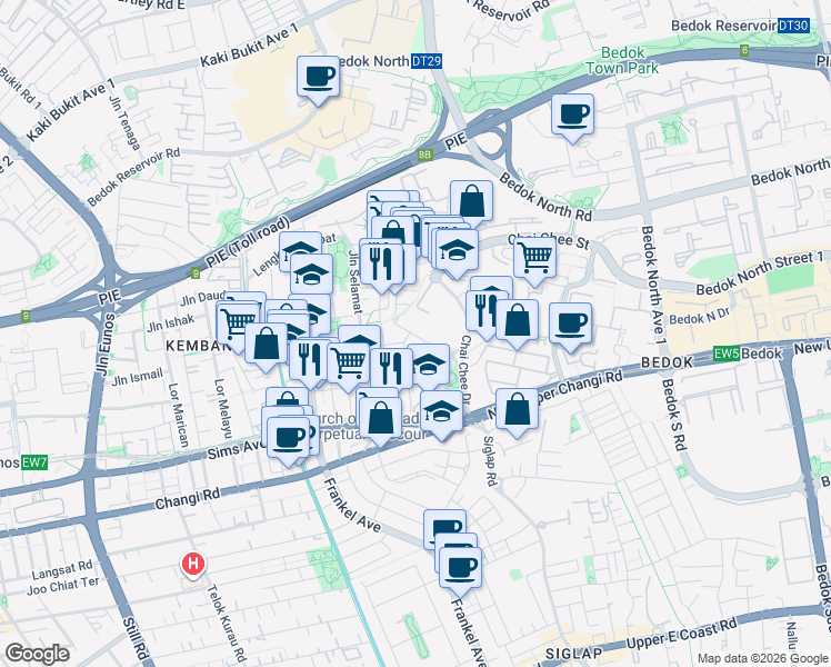 map of restaurants, bars, coffee shops, grocery stores, and more near in Singapore