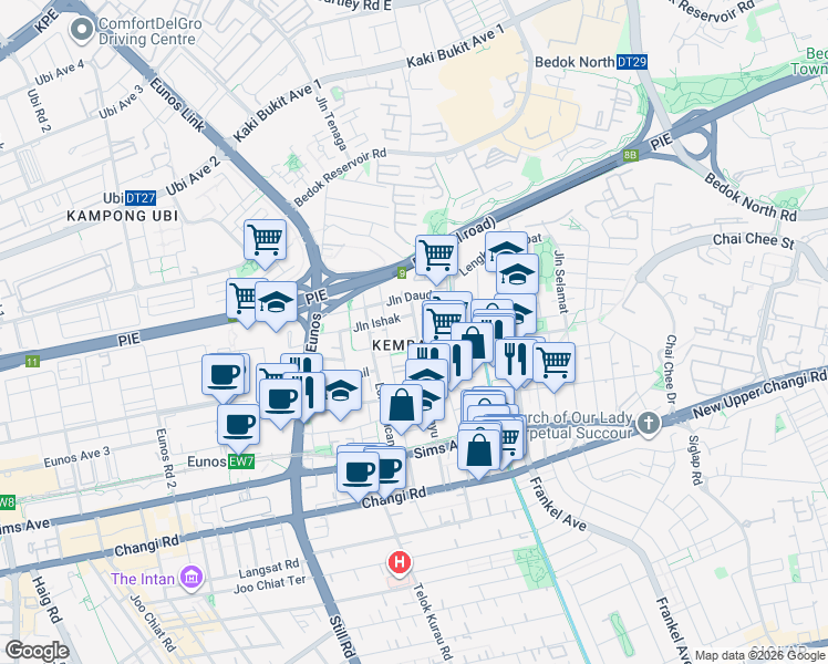 map of restaurants, bars, coffee shops, grocery stores, and more near in Singapore
