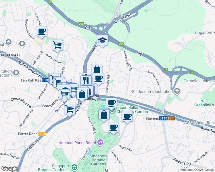 map of restaurants, bars, coffee shops, grocery stores, and more near in Singapore