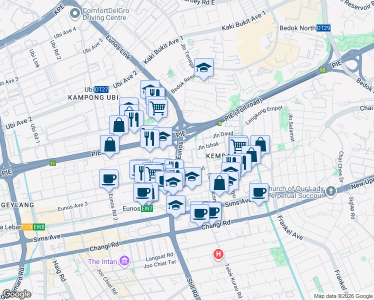 map of restaurants, bars, coffee shops, grocery stores, and more near in Singapore