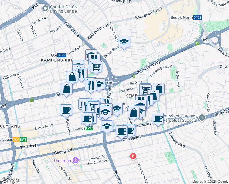 map of restaurants, bars, coffee shops, grocery stores, and more near in Singapore