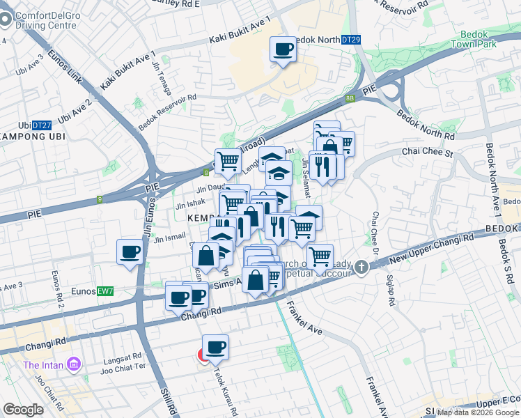 map of restaurants, bars, coffee shops, grocery stores, and more near in Singapore