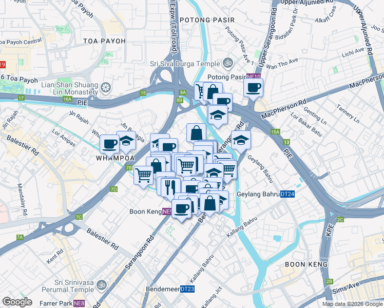 map of restaurants, bars, coffee shops, grocery stores, and more near in Singapore