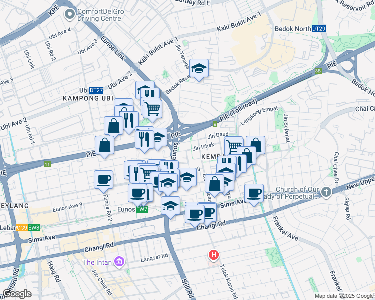 map of restaurants, bars, coffee shops, grocery stores, and more near in Singapore
