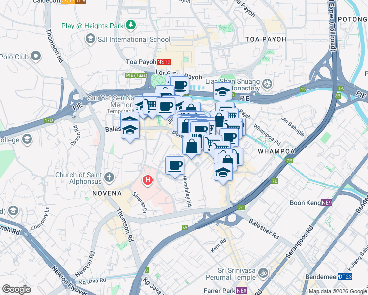 map of restaurants, bars, coffee shops, grocery stores, and more near in Singapore