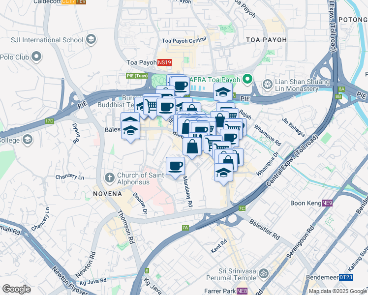 map of restaurants, bars, coffee shops, grocery stores, and more near in Singapore