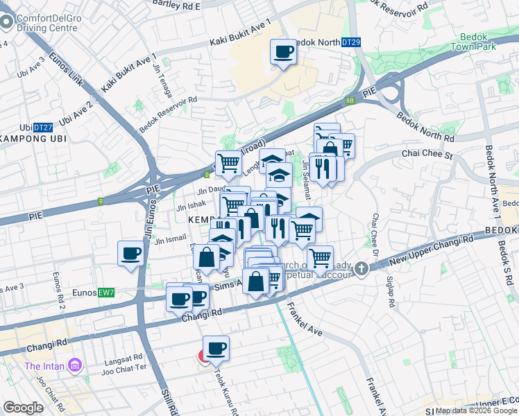 map of restaurants, bars, coffee shops, grocery stores, and more near in Singapore