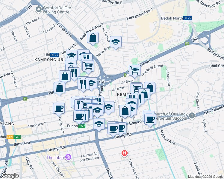 map of restaurants, bars, coffee shops, grocery stores, and more near in Singapore