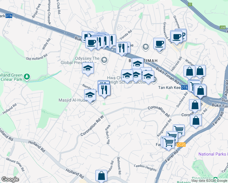 map of restaurants, bars, coffee shops, grocery stores, and more near in Singapore