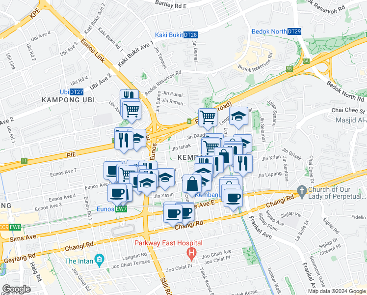 map of restaurants, bars, coffee shops, grocery stores, and more near in Singapore