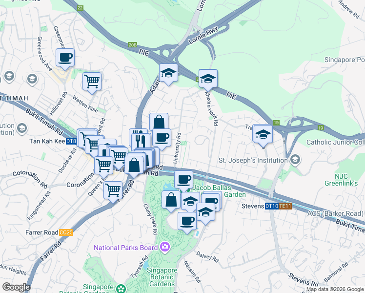 map of restaurants, bars, coffee shops, grocery stores, and more near in Singapore