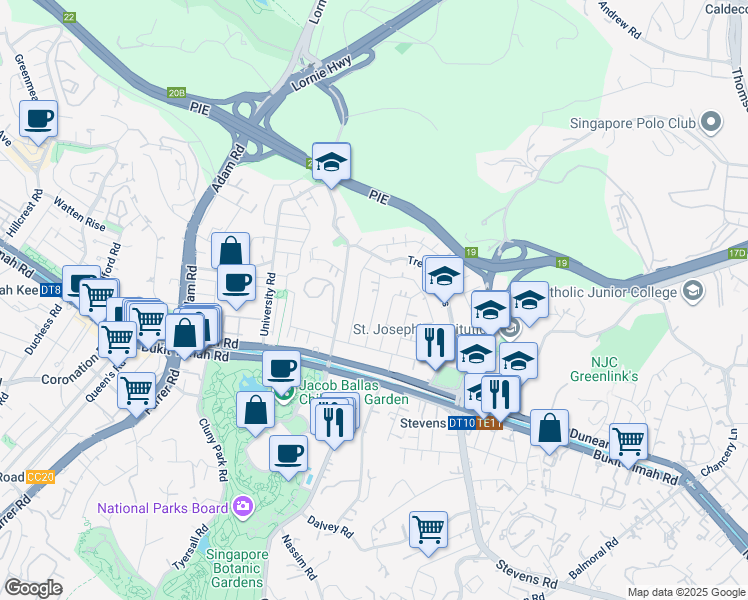 map of restaurants, bars, coffee shops, grocery stores, and more near in Singapore