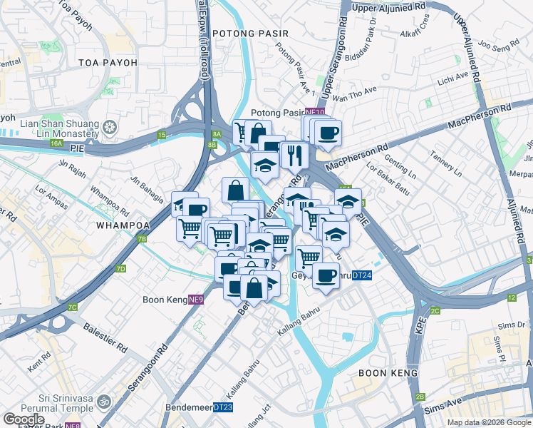 map of restaurants, bars, coffee shops, grocery stores, and more near in Singapore