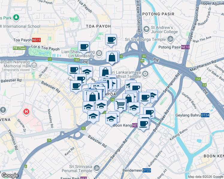 map of restaurants, bars, coffee shops, grocery stores, and more near in Singapore
