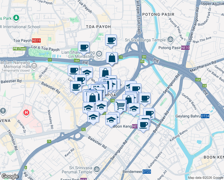 map of restaurants, bars, coffee shops, grocery stores, and more near in Singapore