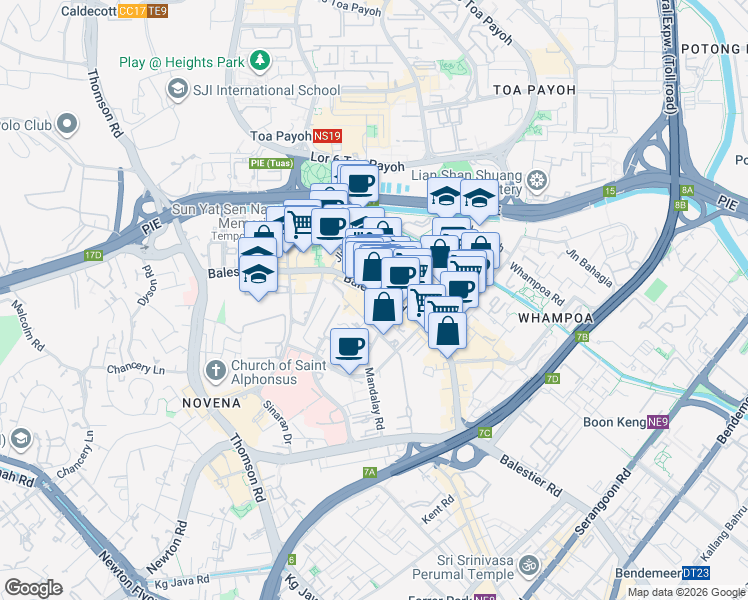 map of restaurants, bars, coffee shops, grocery stores, and more near in Singapore