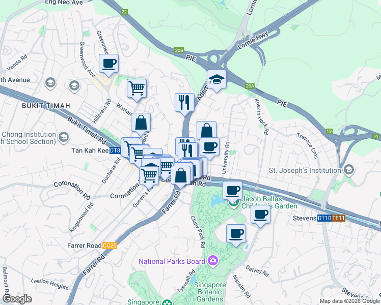 map of restaurants, bars, coffee shops, grocery stores, and more near in Singapore