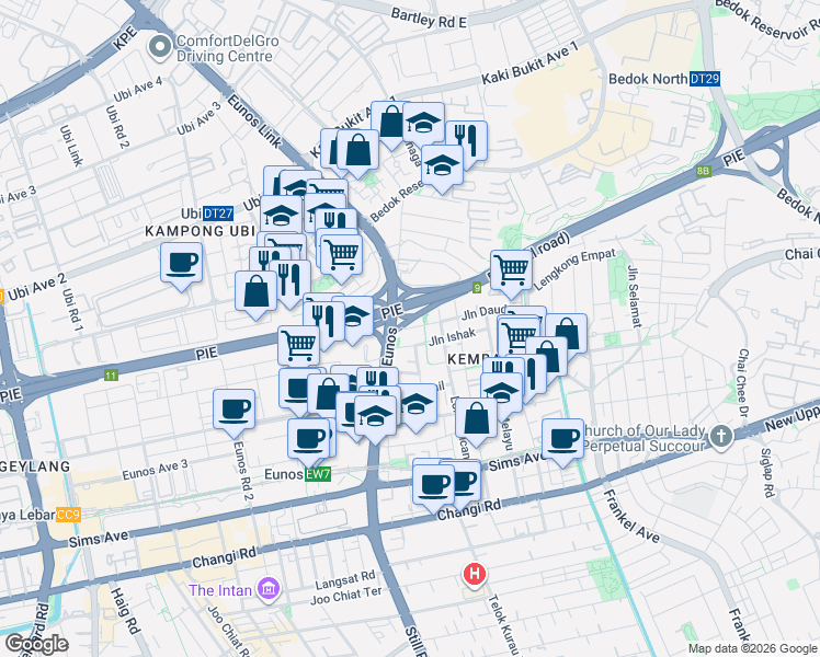 map of restaurants, bars, coffee shops, grocery stores, and more near in Singapore