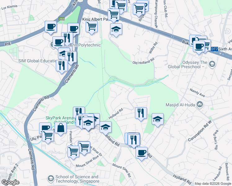 map of restaurants, bars, coffee shops, grocery stores, and more near in Singapore