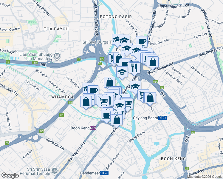 map of restaurants, bars, coffee shops, grocery stores, and more near in Singapore
