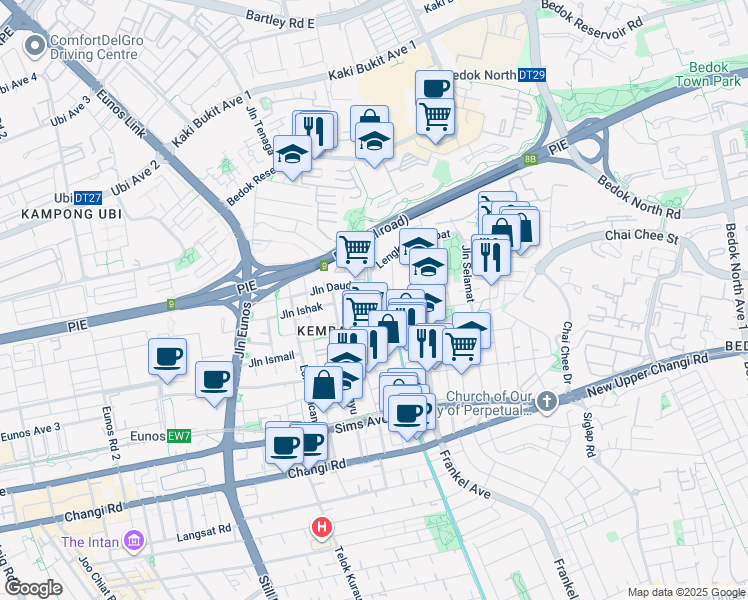 map of restaurants, bars, coffee shops, grocery stores, and more near in Singapore