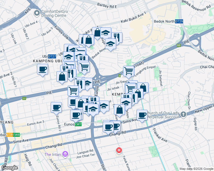 map of restaurants, bars, coffee shops, grocery stores, and more near in Singapore