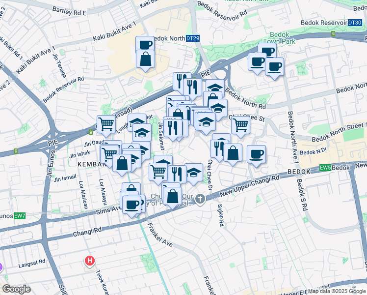 map of restaurants, bars, coffee shops, grocery stores, and more near in Singapore
