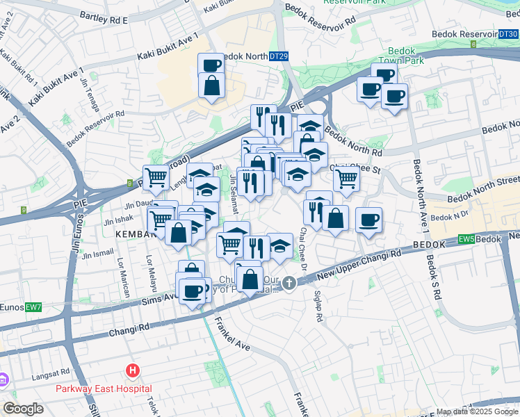 map of restaurants, bars, coffee shops, grocery stores, and more near in Singapore