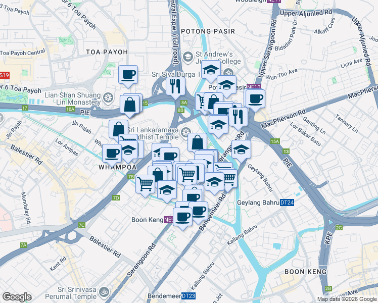 map of restaurants, bars, coffee shops, grocery stores, and more near in Singapore