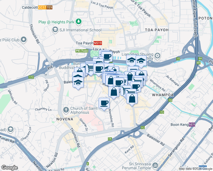 map of restaurants, bars, coffee shops, grocery stores, and more near in Singapore