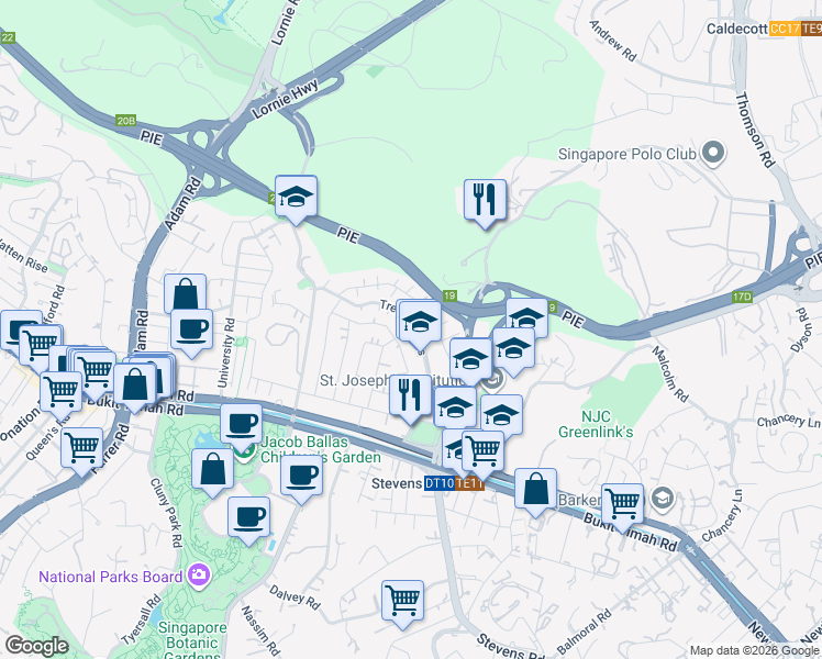 map of restaurants, bars, coffee shops, grocery stores, and more near in Singapore