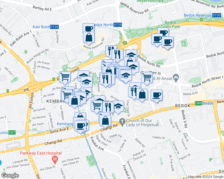 map of restaurants, bars, coffee shops, grocery stores, and more near in Singapore