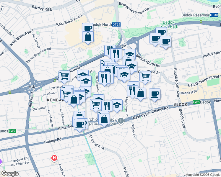 map of restaurants, bars, coffee shops, grocery stores, and more near in Singapore