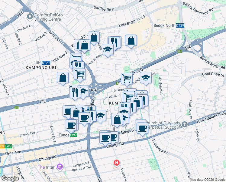 map of restaurants, bars, coffee shops, grocery stores, and more near in Singapore