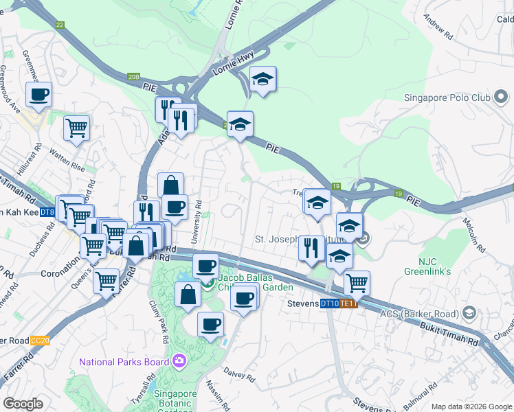 map of restaurants, bars, coffee shops, grocery stores, and more near in Singapore