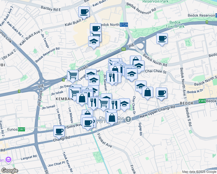 map of restaurants, bars, coffee shops, grocery stores, and more near in Singapore
