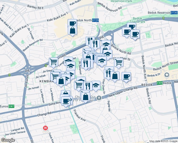 map of restaurants, bars, coffee shops, grocery stores, and more near in Singapore