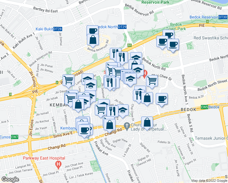 map of restaurants, bars, coffee shops, grocery stores, and more near in Singapore