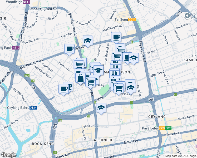 map of restaurants, bars, coffee shops, grocery stores, and more near in Singapore