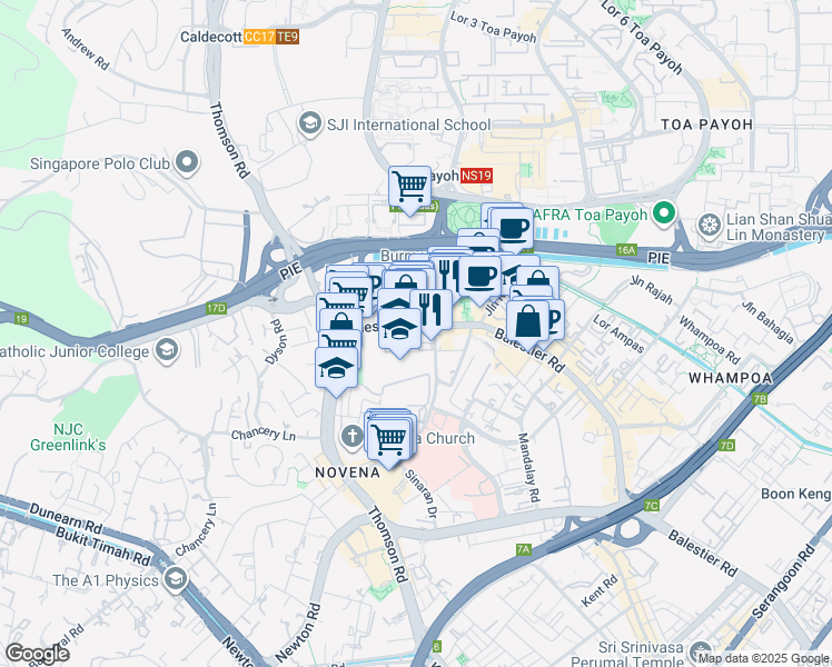 map of restaurants, bars, coffee shops, grocery stores, and more near in Singapore