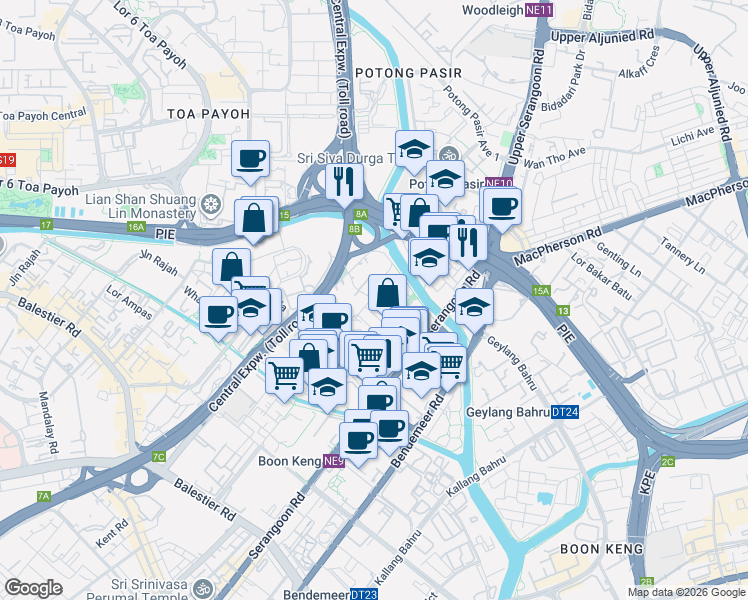 map of restaurants, bars, coffee shops, grocery stores, and more near in Singapore