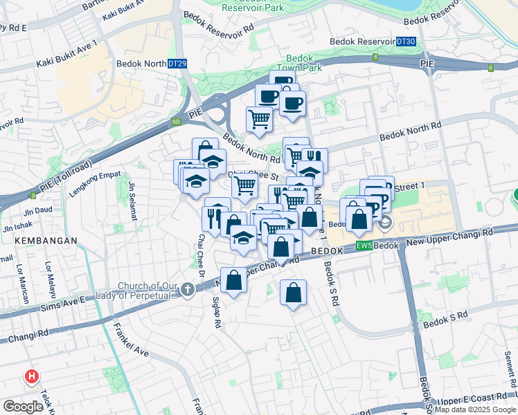 map of restaurants, bars, coffee shops, grocery stores, and more near in Singapore